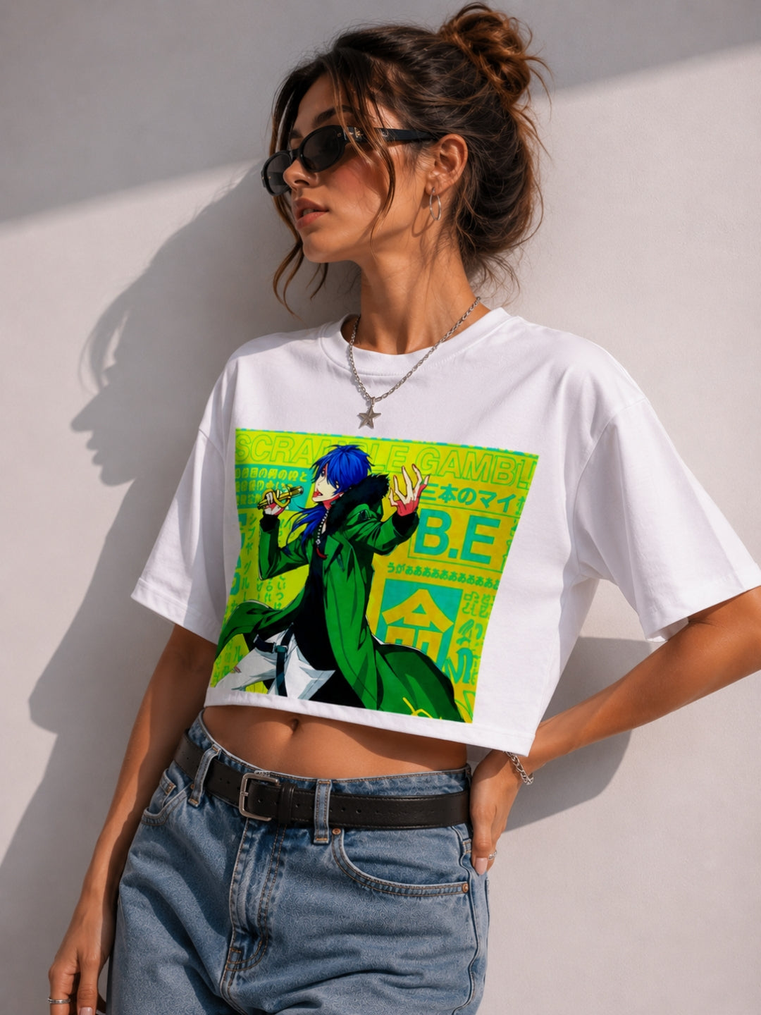 Clobug Women Oversized Graphic Print White T-Shirt