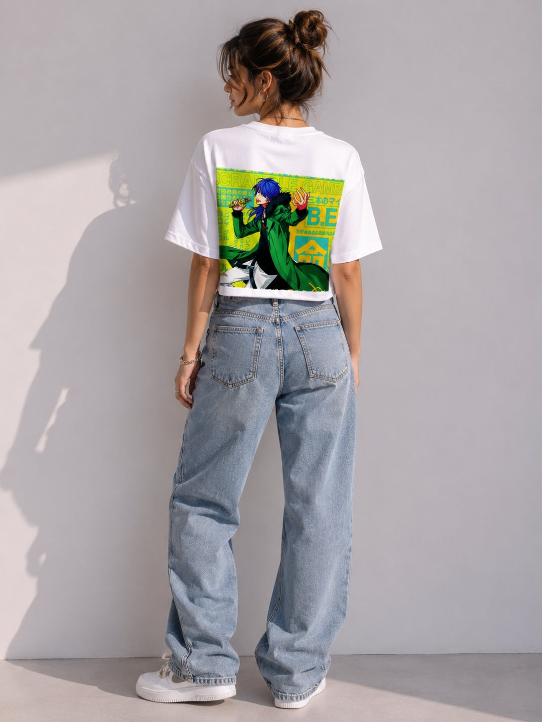 Clobug Women Oversized Graphic Print White T-Shirt