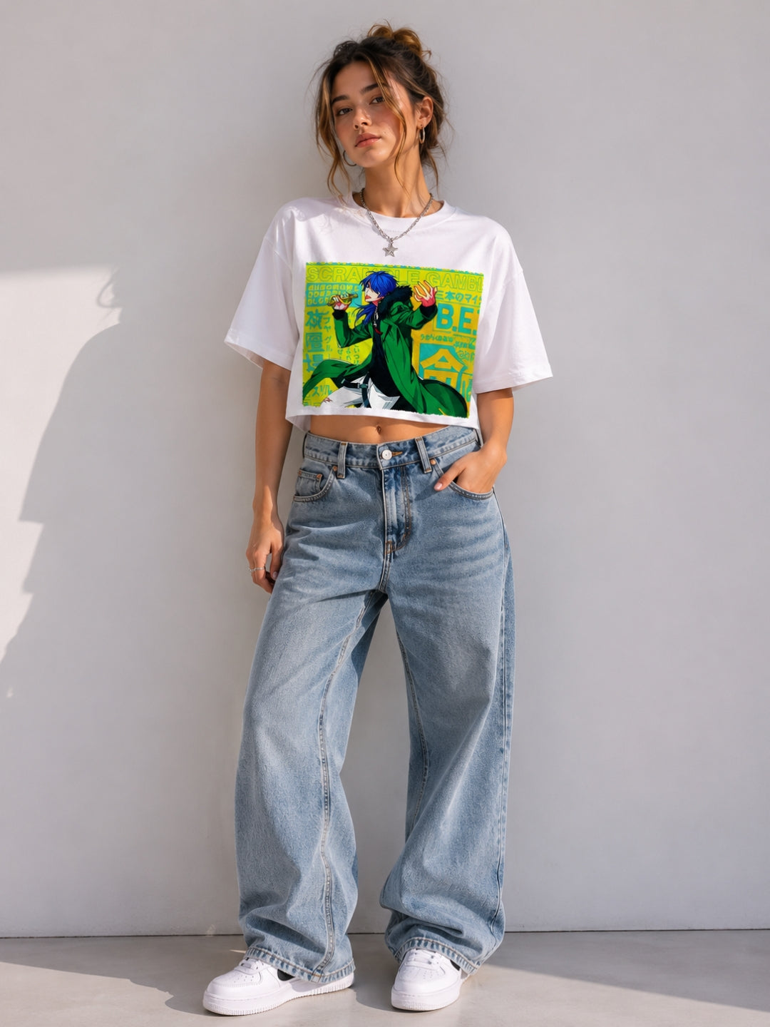 Clobug Women Oversized Graphic Print White T-Shirt
