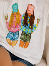 Clobug Women Oversized Graphic Print T-Shirt
