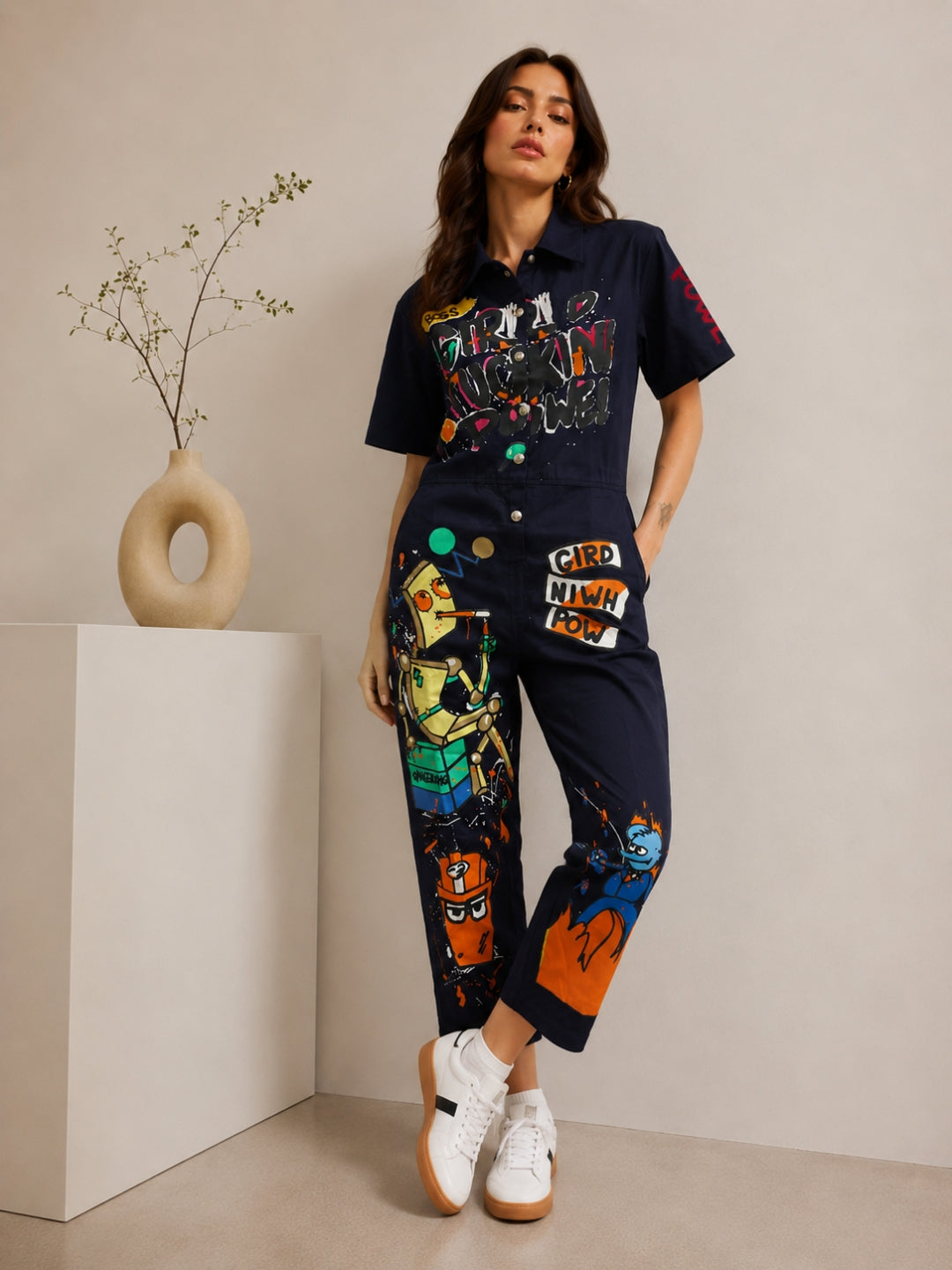 Clobug Women Printed Green Jumpsuit