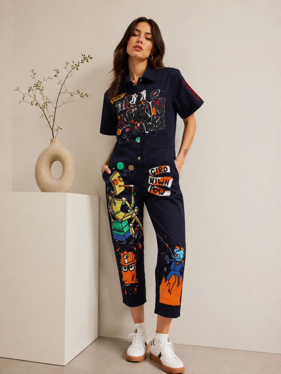 Clobug Women Printed Green Jumpsuit