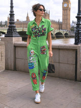 Clobug Women Printed Green Jumpsuit