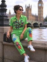 Clobug Women Printed Green Jumpsuit