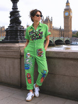 Clobug Women Printed Green Jumpsuit