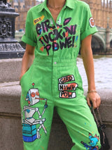 Clobug Women Printed Green Jumpsuit