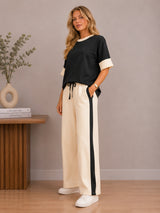 Clobug Women Tshirt & Trouser Colorblock Co-ords Set
