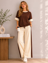 Clobug Women Tshirt & Trouser Colorblock Co-ords Set