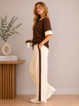 Clobug Women Tshirt & Trouser Colorblock Co-ords Set