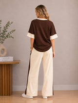 Clobug Women Tshirt & Trouser Colorblock Co-ords Set