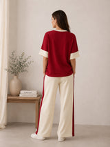 Clobug Women Tshirt & Trouser Colorblock Co-ords Set