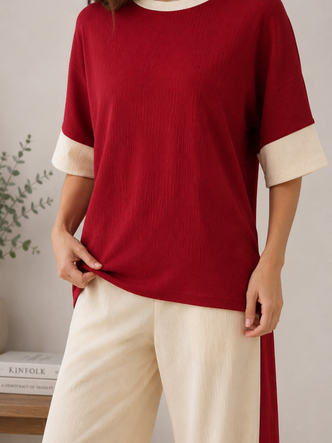 Clobug Women Tshirt & Trouser Colorblock Co-ords Set