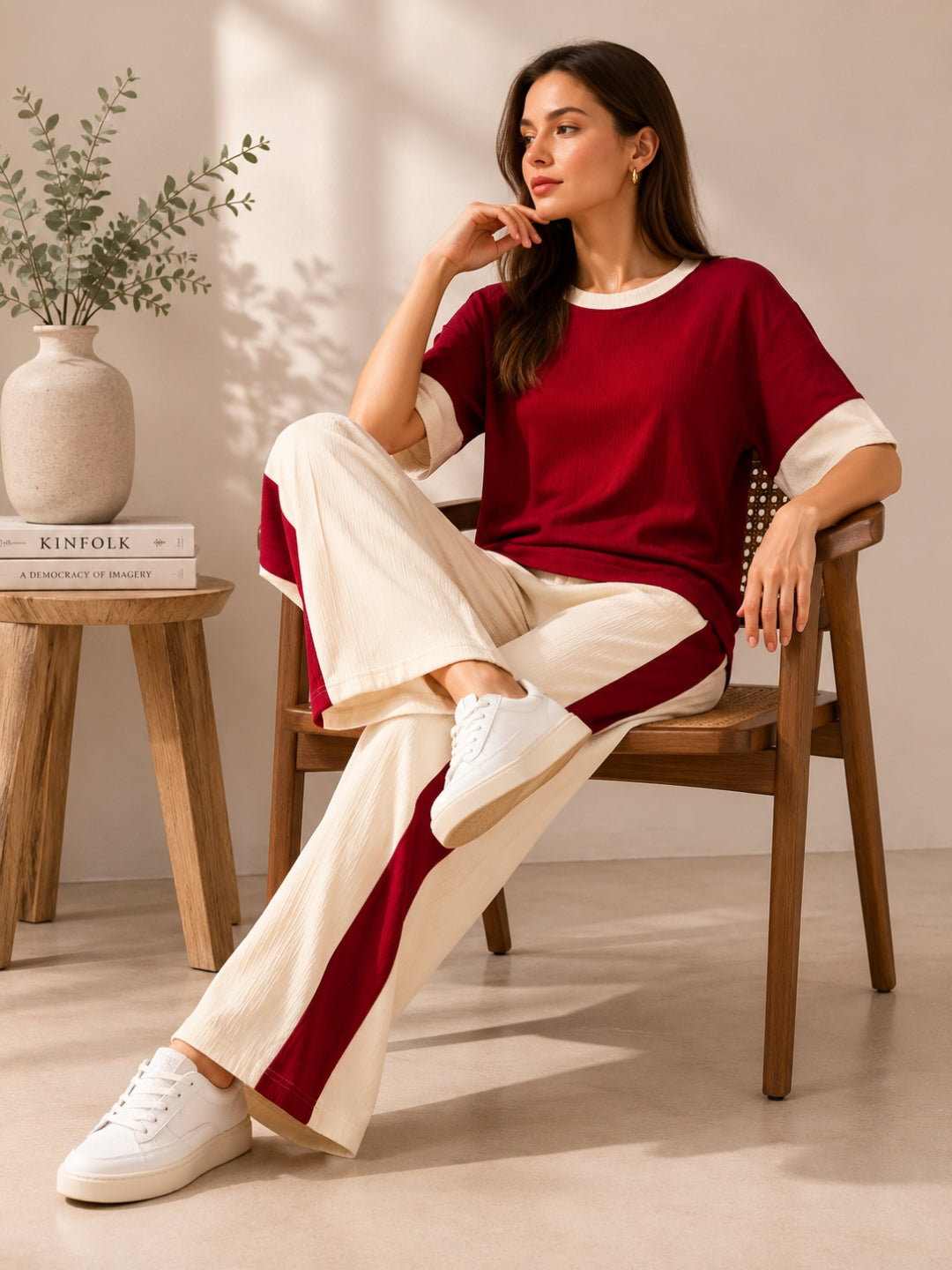Clobug Women Tshirt & Trouser Colorblock Co-ords Set
