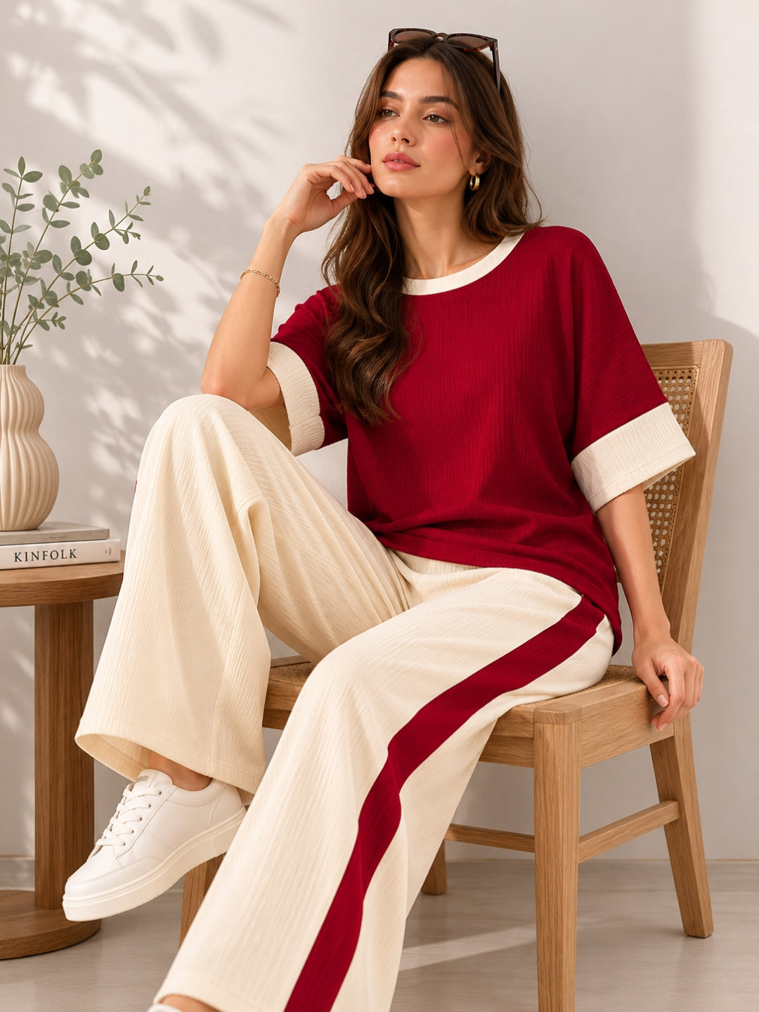 Clobug Women Tshirt & Trouser Colorblock Co-ords Set