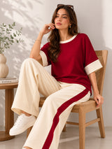 Clobug Women Tshirt & Trouser Colorblock Co-ords Set