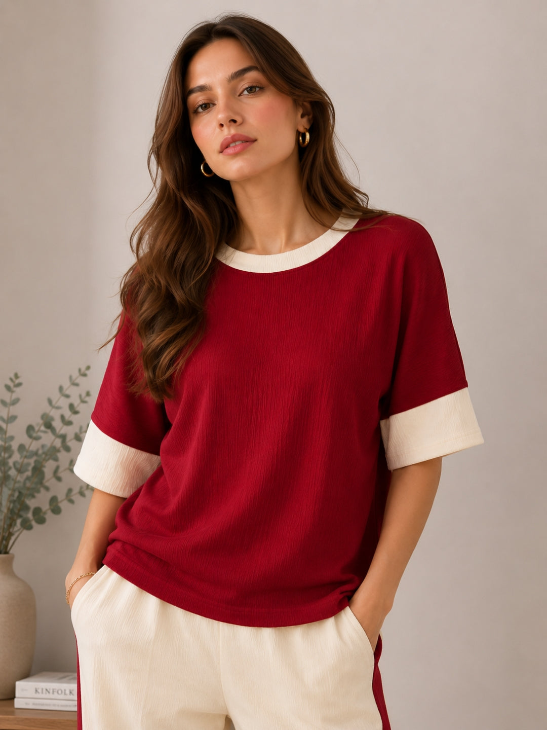Clobug Women Tshirt & Trouser Colorblock Co-ords Set
