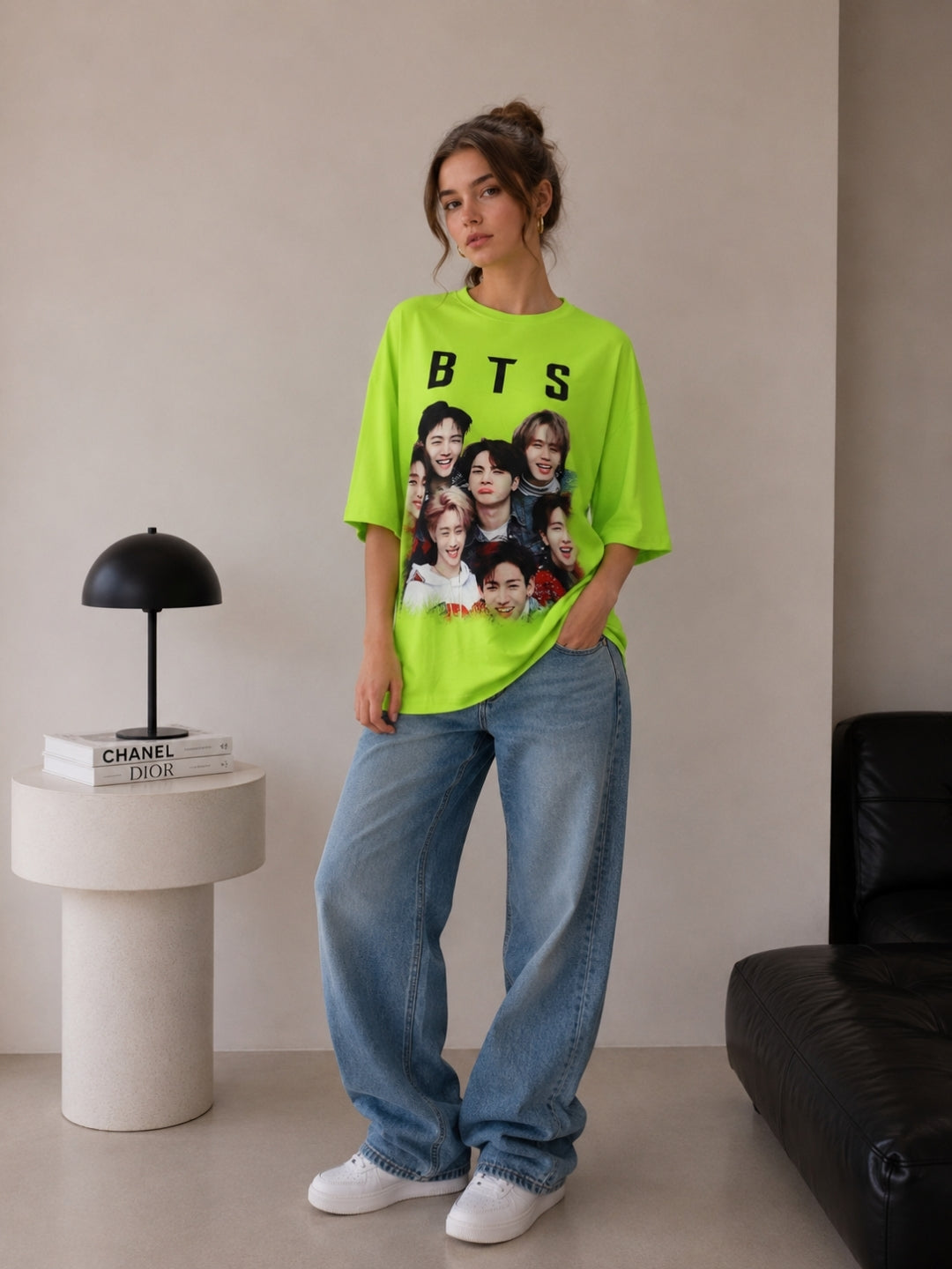 Clobug Women BTS The Best Green Oversized T-Shirt