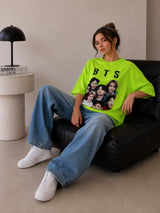 Clobug Women BTS The Best Green Oversized T-Shirt