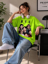 Clobug Women BTS The Best Green Oversized T-Shirt