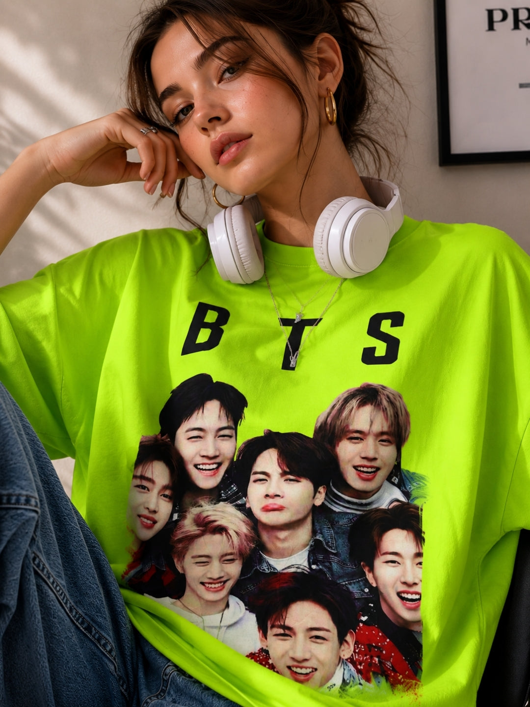 Clobug Women BTS The Best Green Oversized T-Shirt