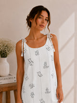 Women Typography Print Tie-Up Shoulder Sleeveless Short Kurti