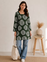 Women's Green Full Sleeve Kurti