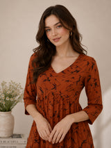 Women Brown Printed Kurti