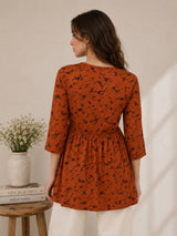 Women Brown Printed Kurti