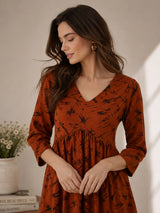 Women Brown Printed Kurti