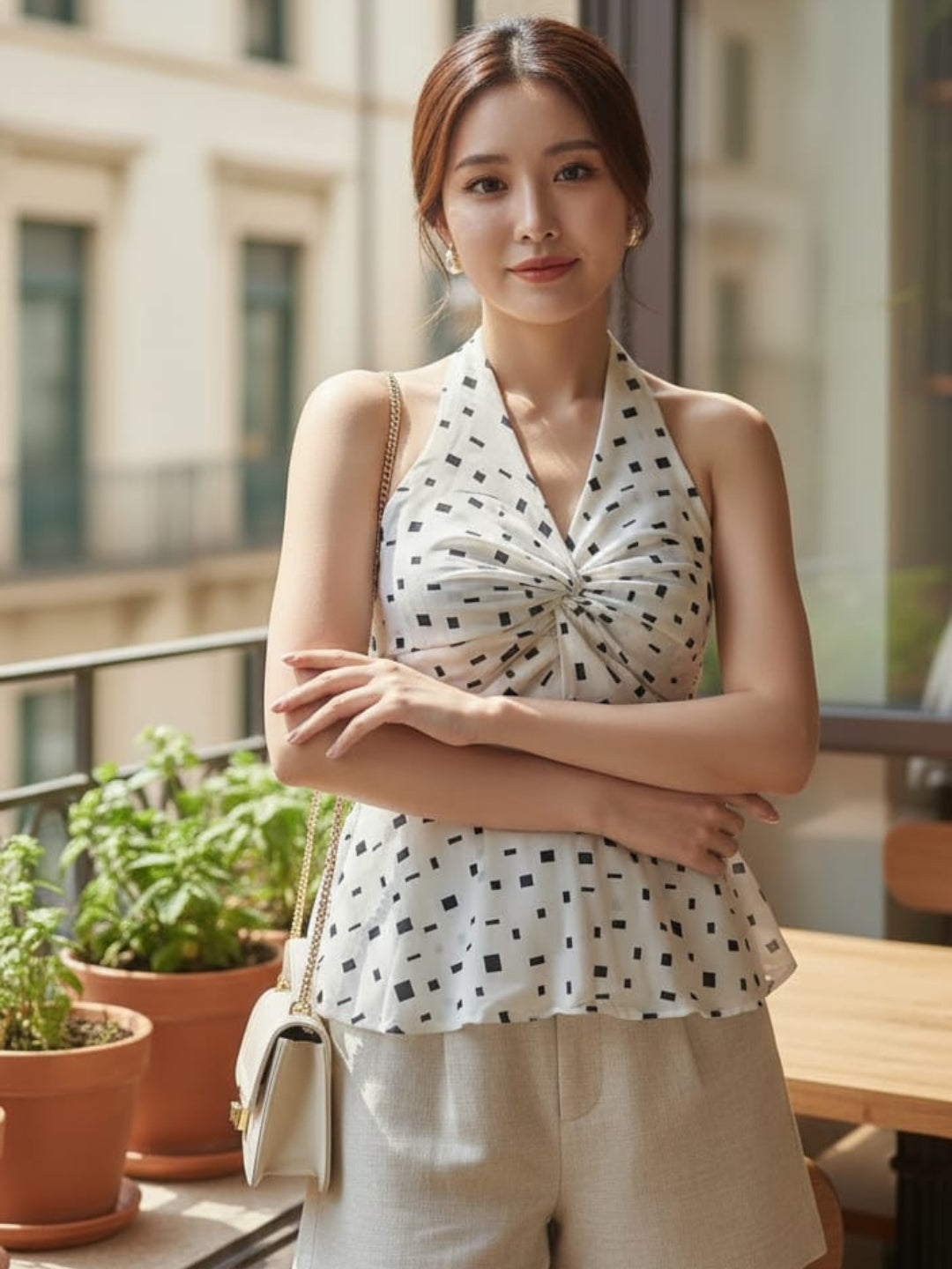 Women's Printed Peplum Top
