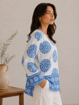 Clobug Women Floral Printed Square Neck Relaxed Fit Kurti