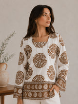 Clobug Women Floral Printed Square Neck Relaxed Fit Kurti