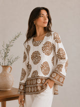 Clobug Women Floral Printed Square Neck Relaxed Fit Kurti