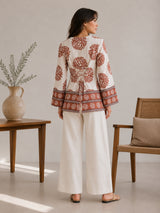 Clobug Women Floral Printed Square Neck Relaxed Fit Kurti