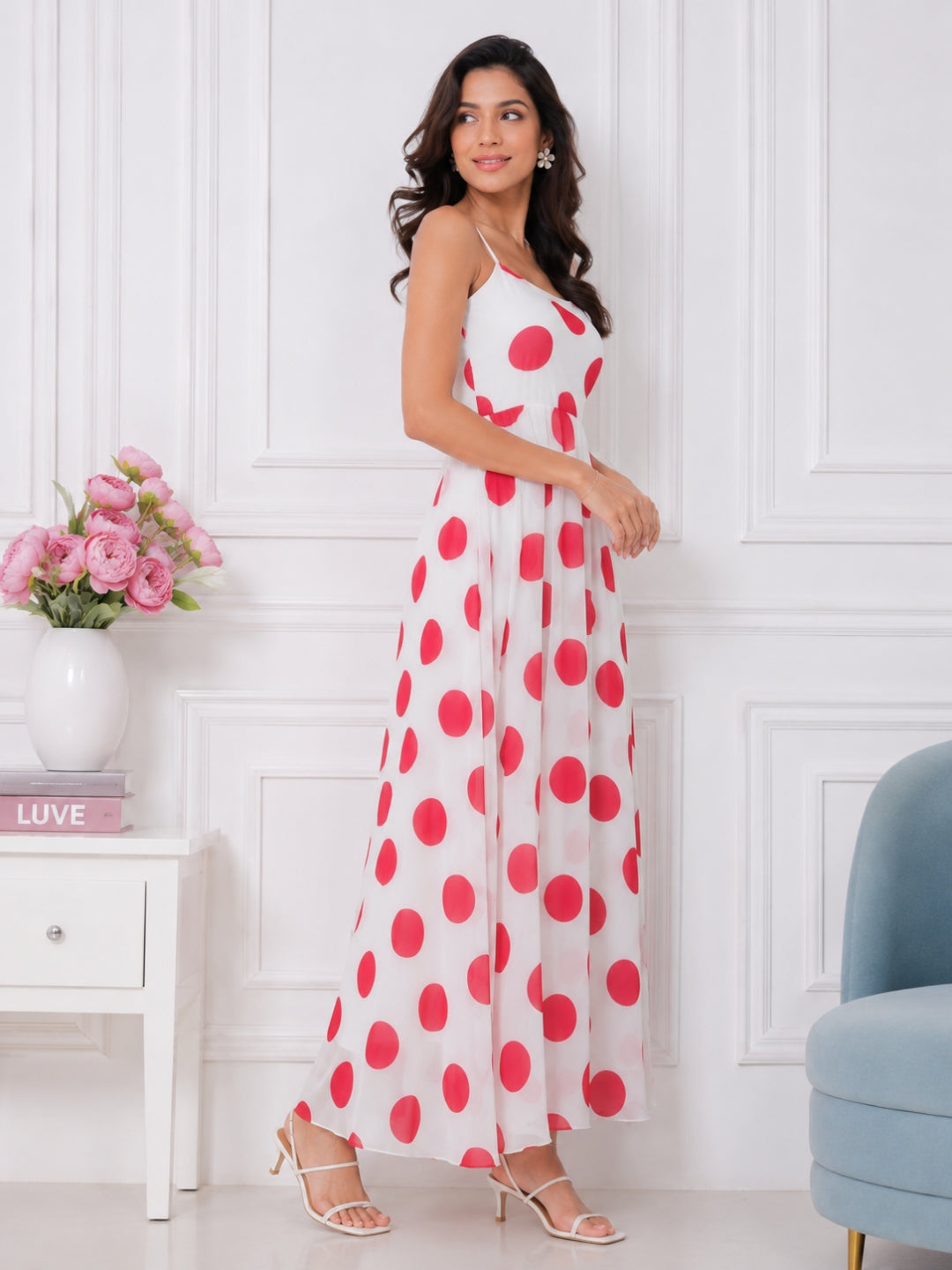 Women's Red Polka Dot Flare Dress