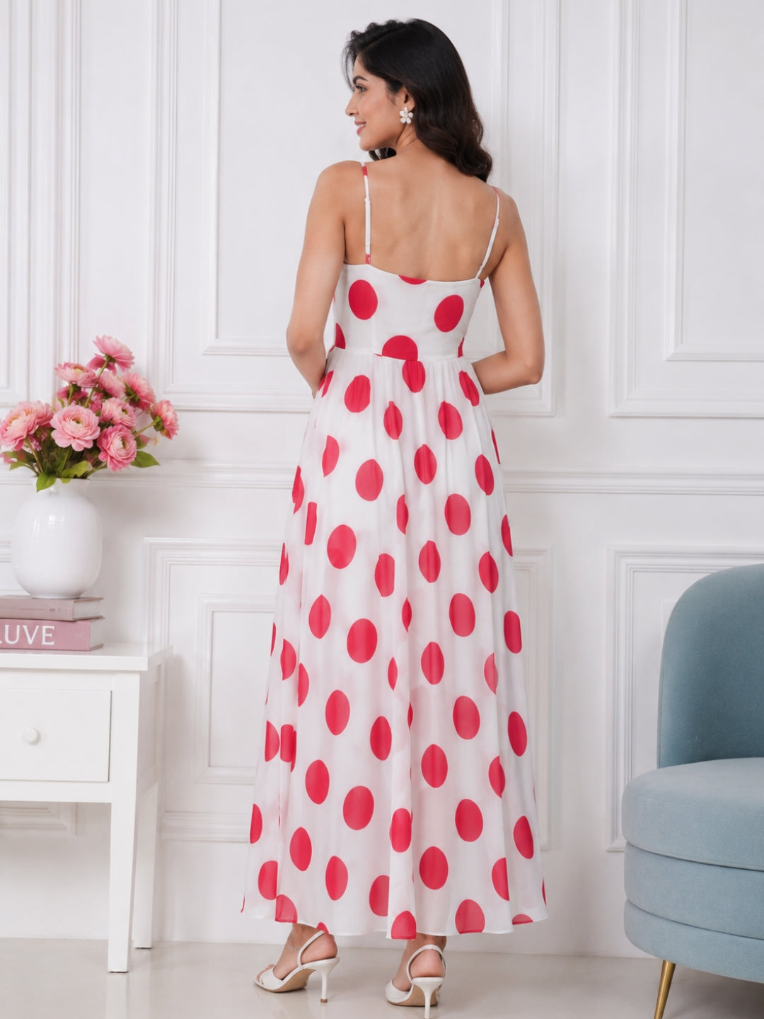 Women's Red Polka Dot Flare Dress