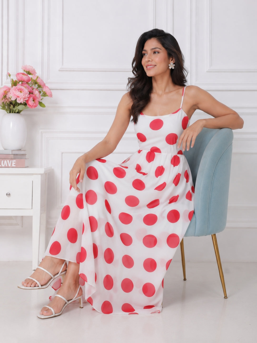 Women's Red Polka Dot Flare Dress