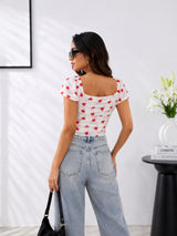 Women Heart Print Crop Top