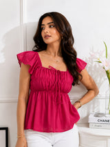 Women's Pink Peplum Top