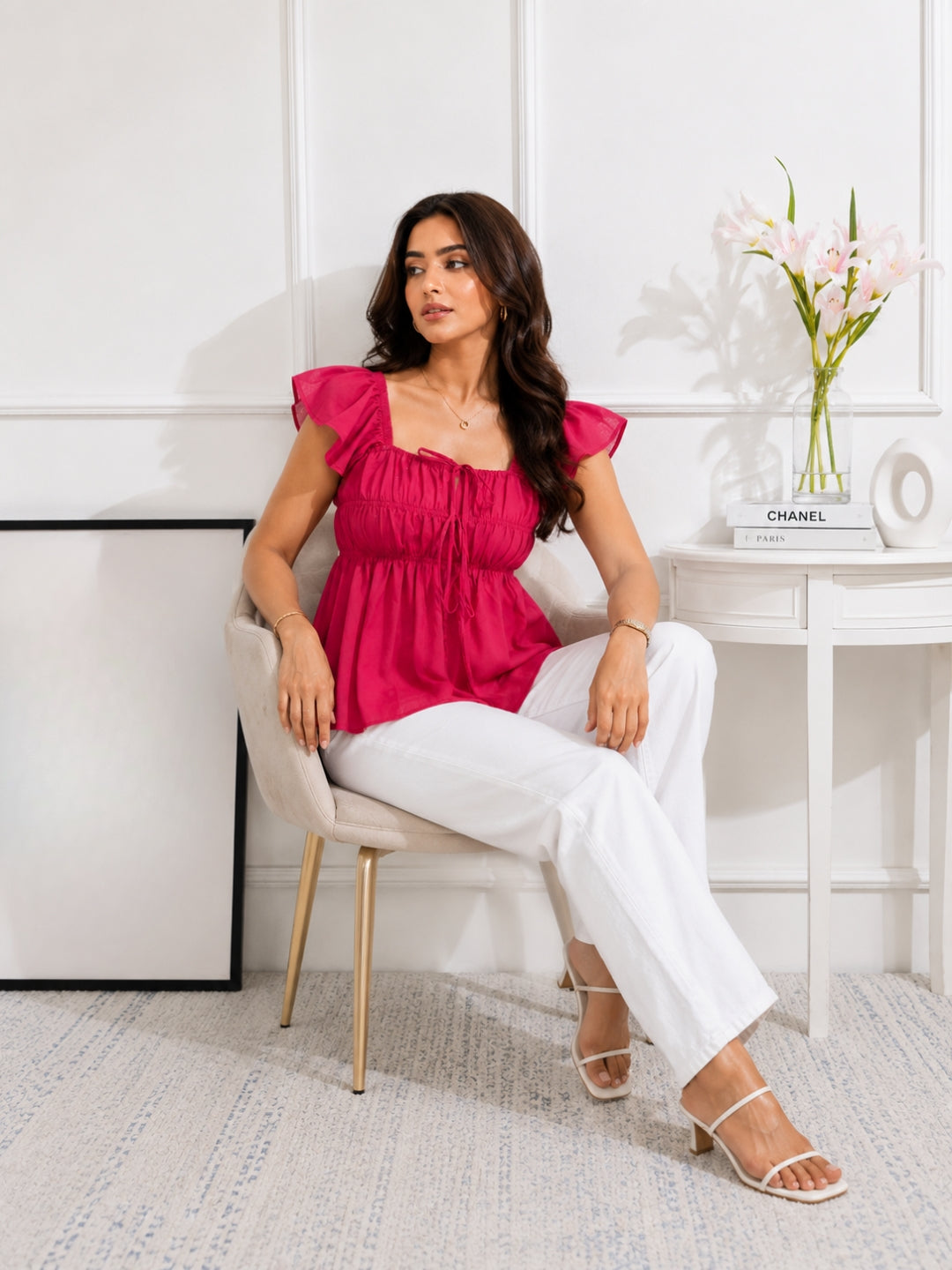 Women's Pink Peplum Top