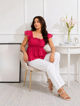 Women's Pink Peplum Top