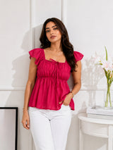 Women's Pink Peplum Top