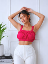 Clobug Women's Pink Sleeveless Crop Top