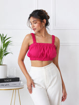 Clobug Women's Pink Sleeveless Crop Top
