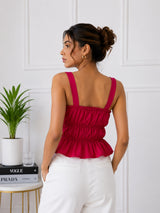 Women's Pink Sleeveless Square Neck Top