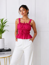Women's Pink Sleeveless Square Neck Top