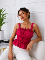 Women's Pink Sleeveless Square Neck Top