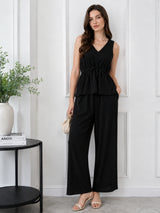 Women's Brown V Neck Co-Ord Set