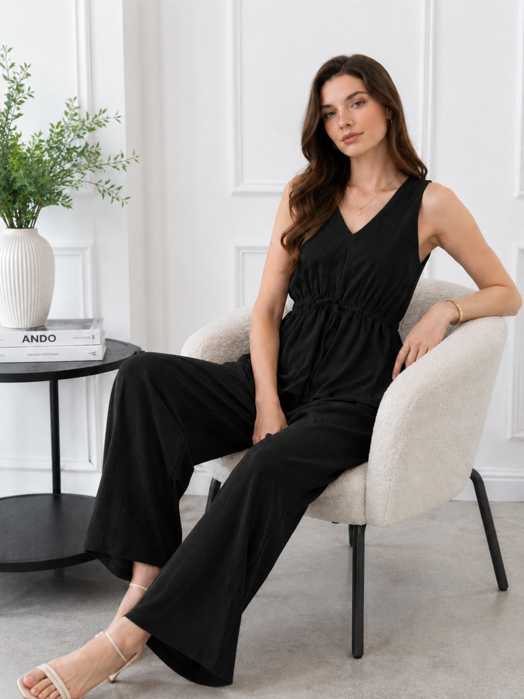 Women's Brown V Neck Co-Ord Set