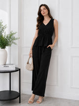 Women's Brown V Neck Co-Ord Set